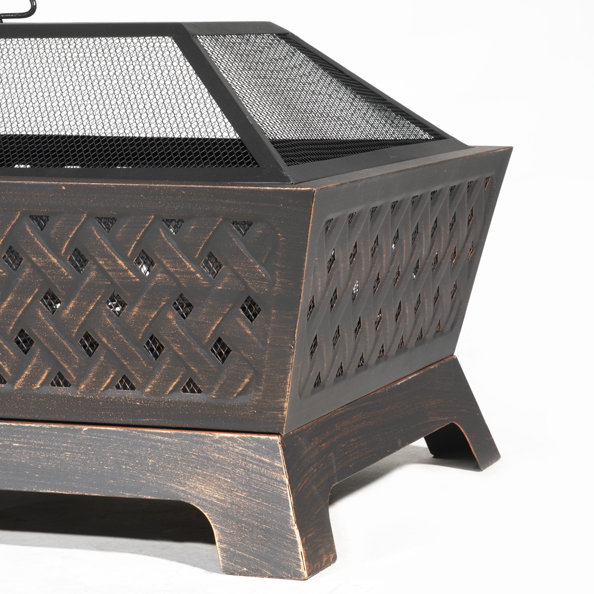 Dellonda Rectangular Outdoor Fire Pit 35", Antique Bronze (DG44)