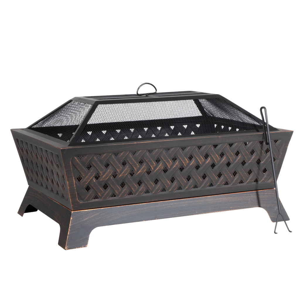 Dellonda Rectangular Outdoor Fire Pit 35", Antique Bronze (DG44)