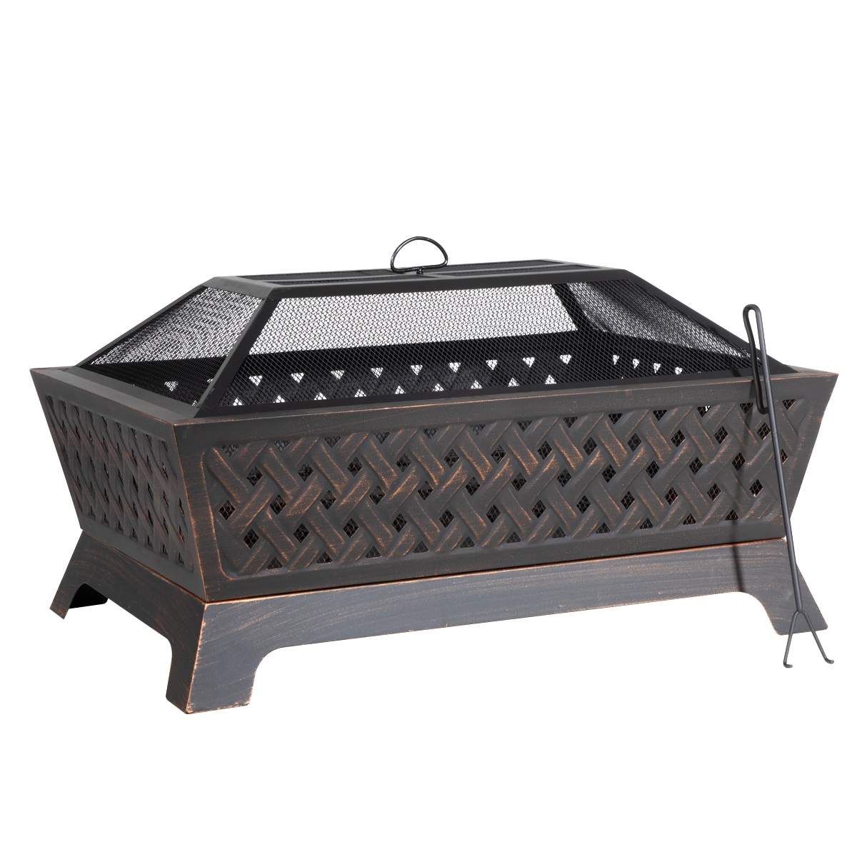 Dellonda Rectangular Outdoor Fire Pit 35", Antique Bronze (DG44) (Factory Refurbished A)