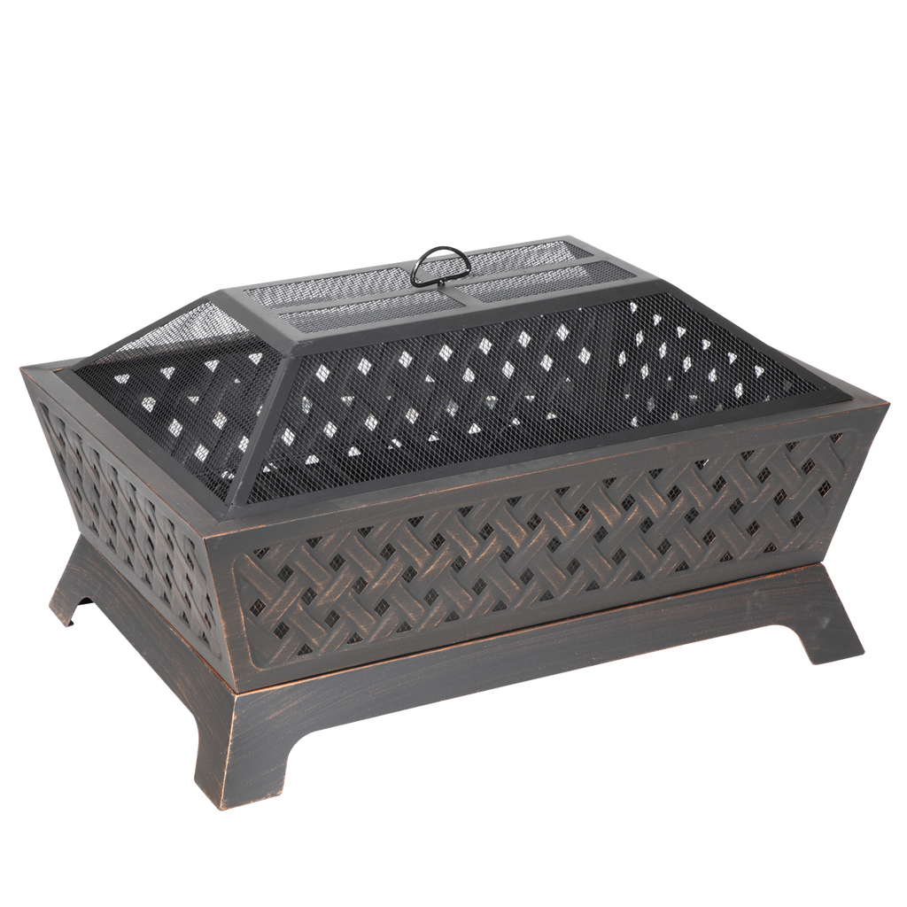 Dellonda Rectangular Outdoor Fire Pit 35", Antique Bronze (DG44)