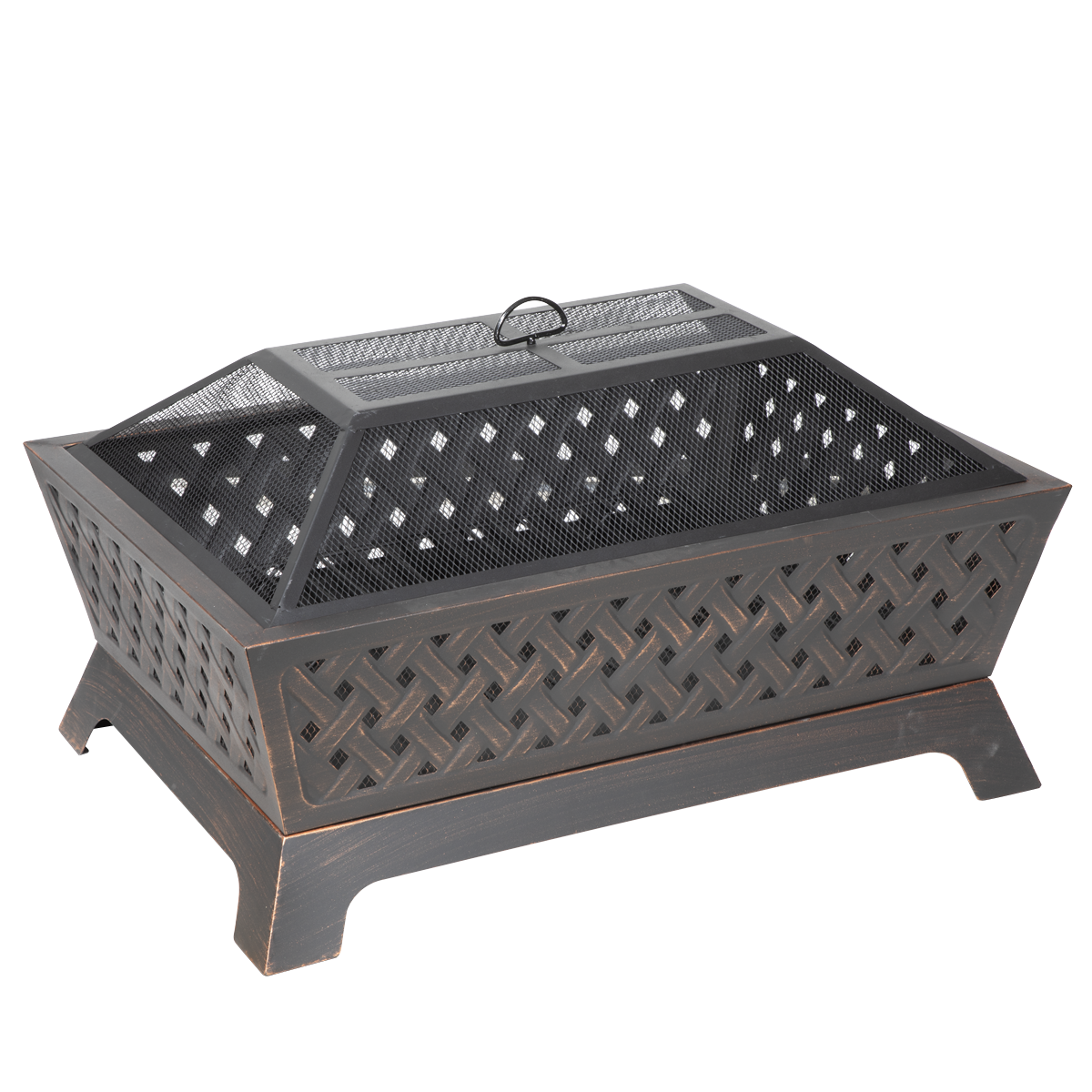 Dellonda Rectangular Outdoor Fire Pit 35", Antique Bronze (DG44) (Factory Refurbished A)