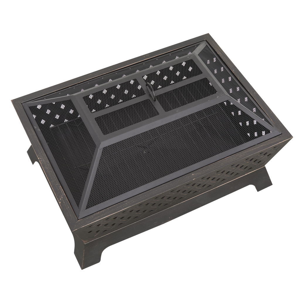 Dellonda Rectangular Outdoor Fire Pit 35", Antique Bronze (DG44)