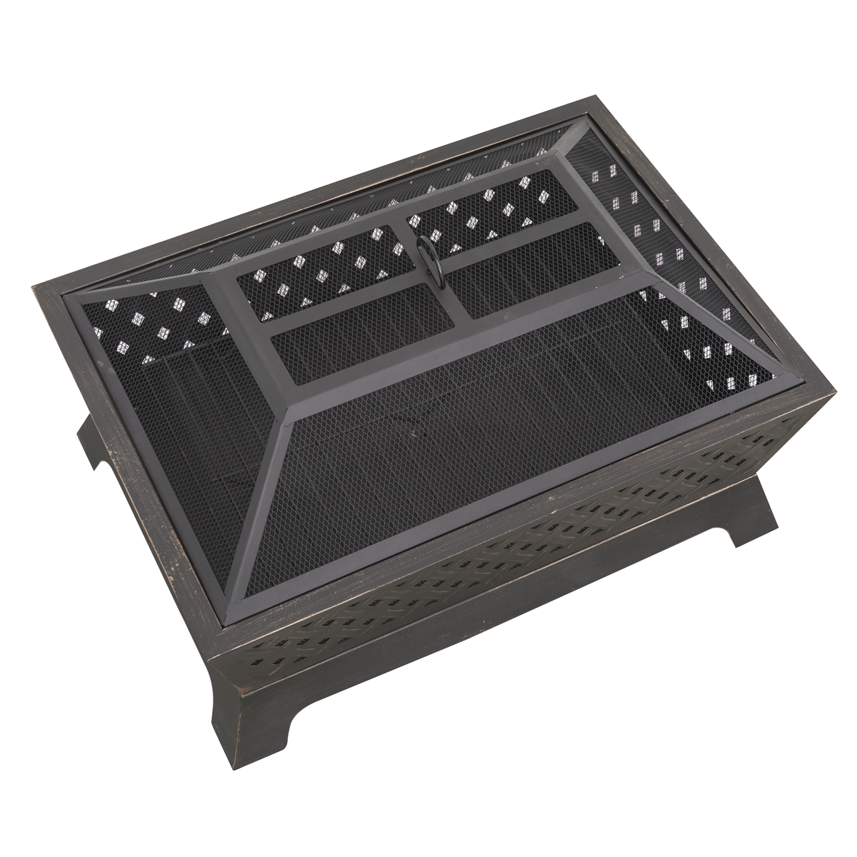 Dellonda Rectangular Outdoor Fire Pit 35", Antique Bronze (DG44) (Factory Refurbished A)