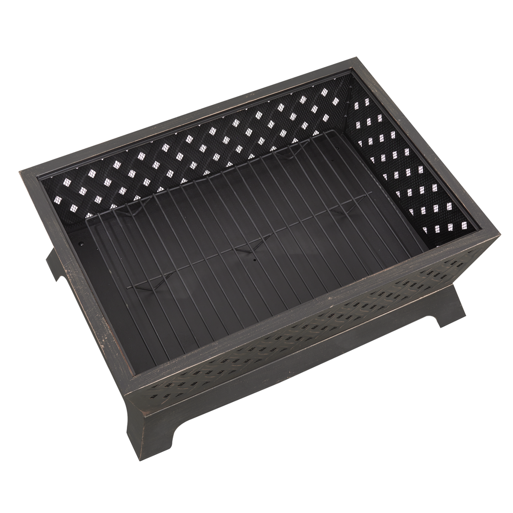 Dellonda Rectangular Outdoor Fire Pit 35", Antique Bronze (DG44)
