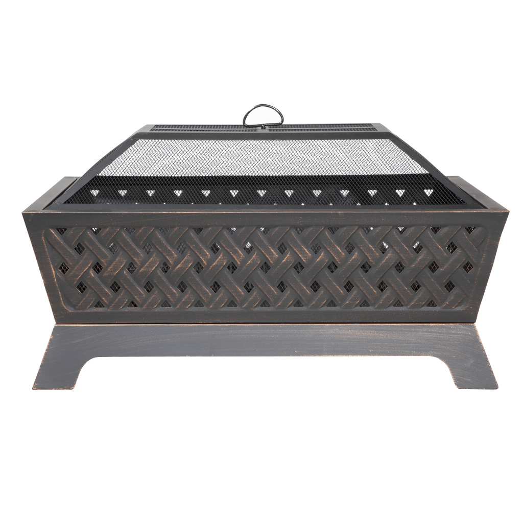 Dellonda Rectangular Outdoor Fire Pit 35", Antique Bronze (DG44)