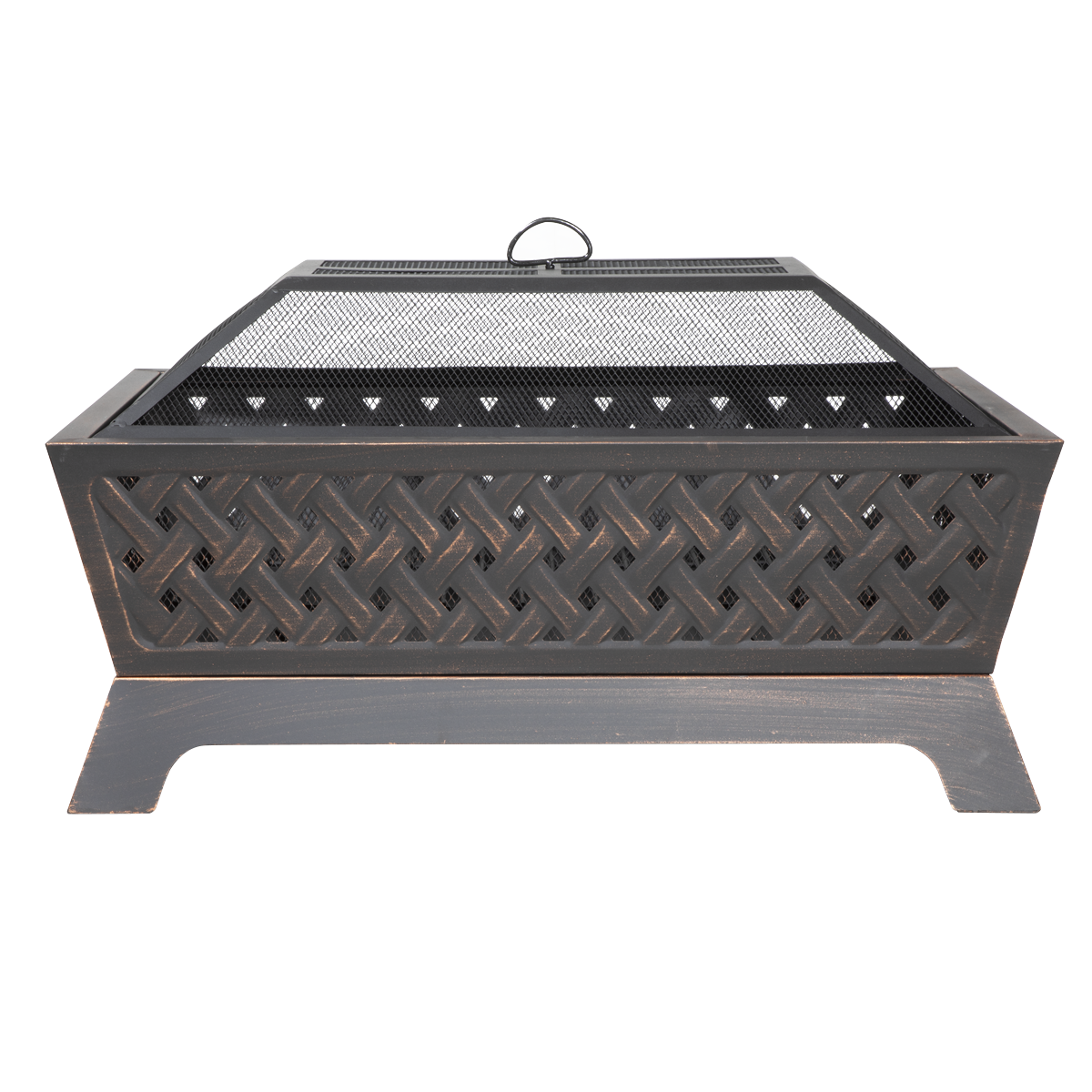 Dellonda Rectangular Outdoor Fire Pit 35", Antique Bronze (DG44) (Factory Refurbished A)