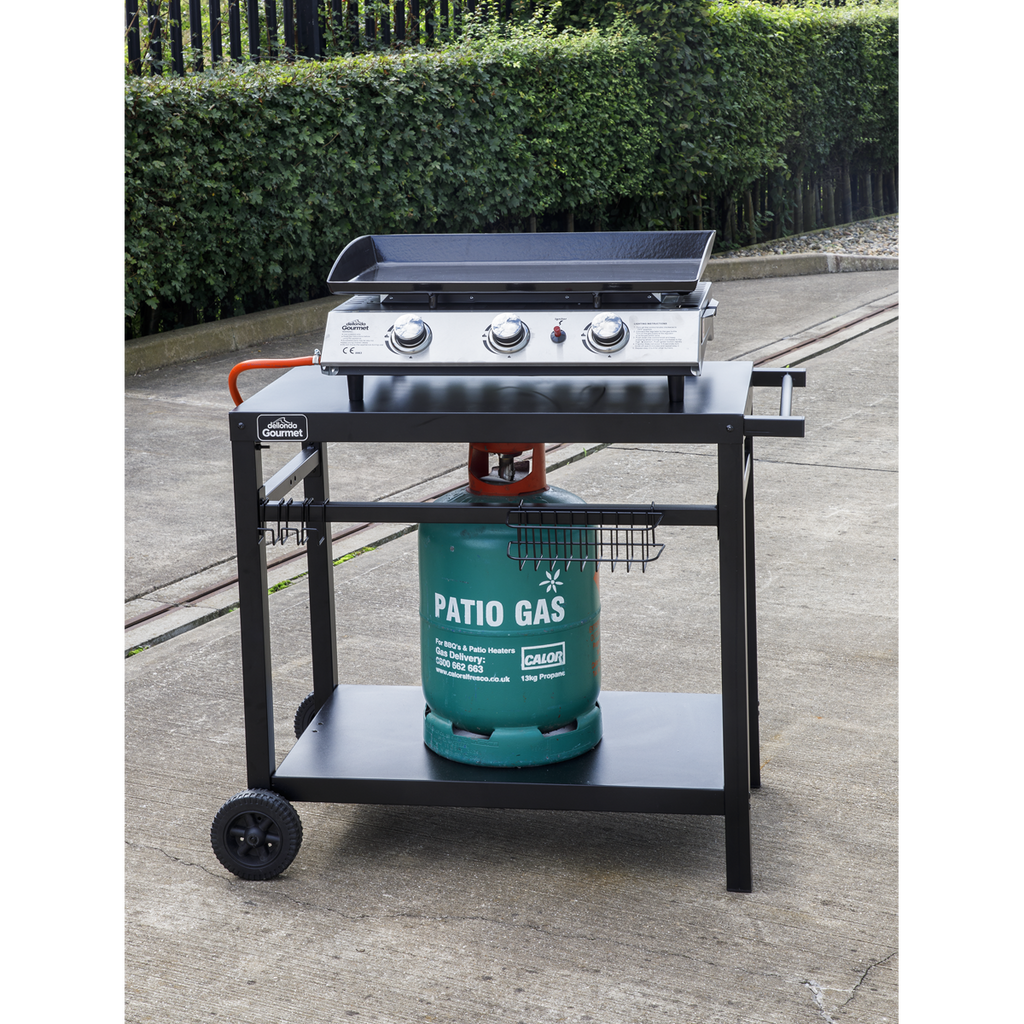 Dellonda BBQ/Plancha Trolley with Utensil Holder, Black (DG45) (Factory Refurbished A)