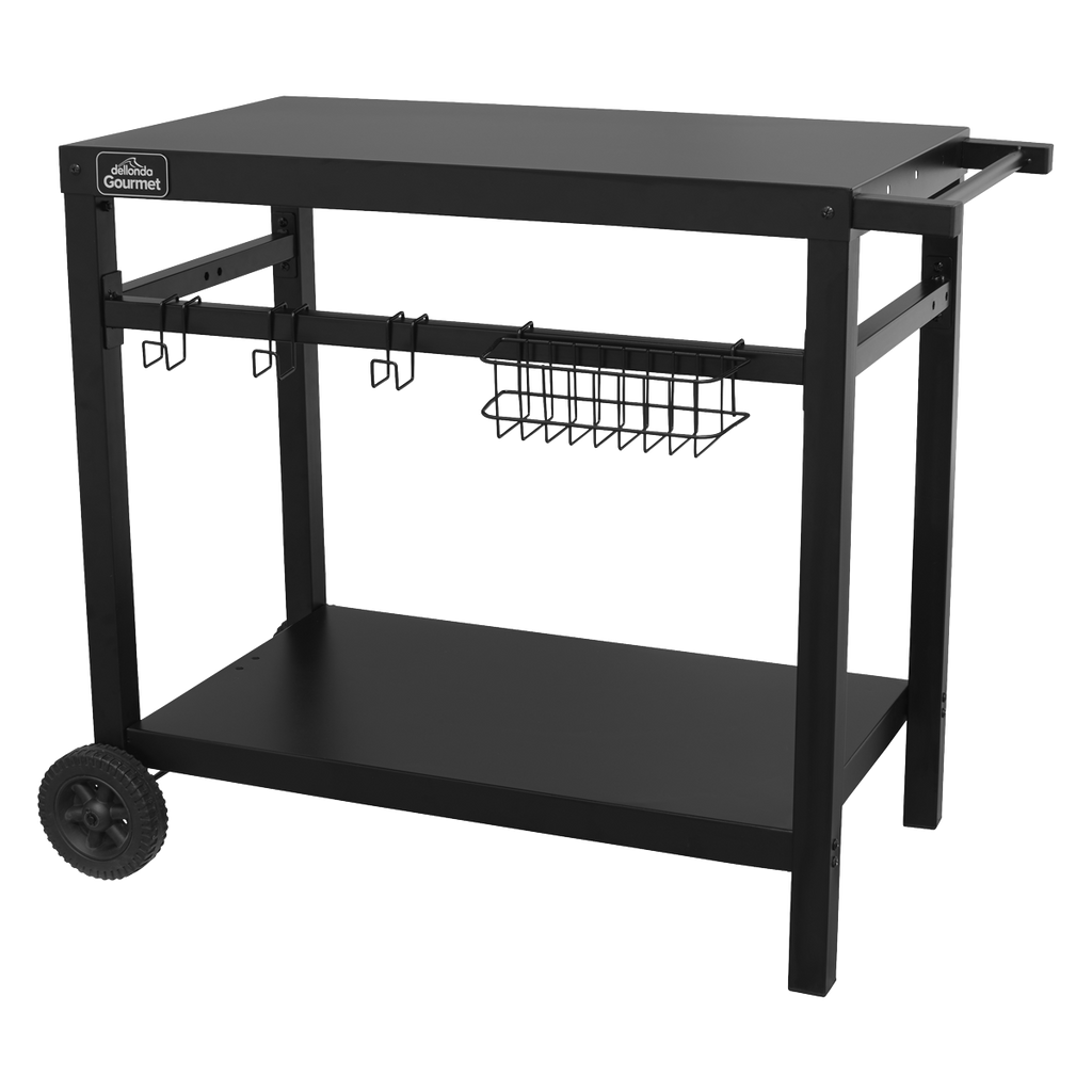 Dellonda BBQ/Plancha Trolley with Utensil Holder, Black (DG45) (Factory Refurbished A)