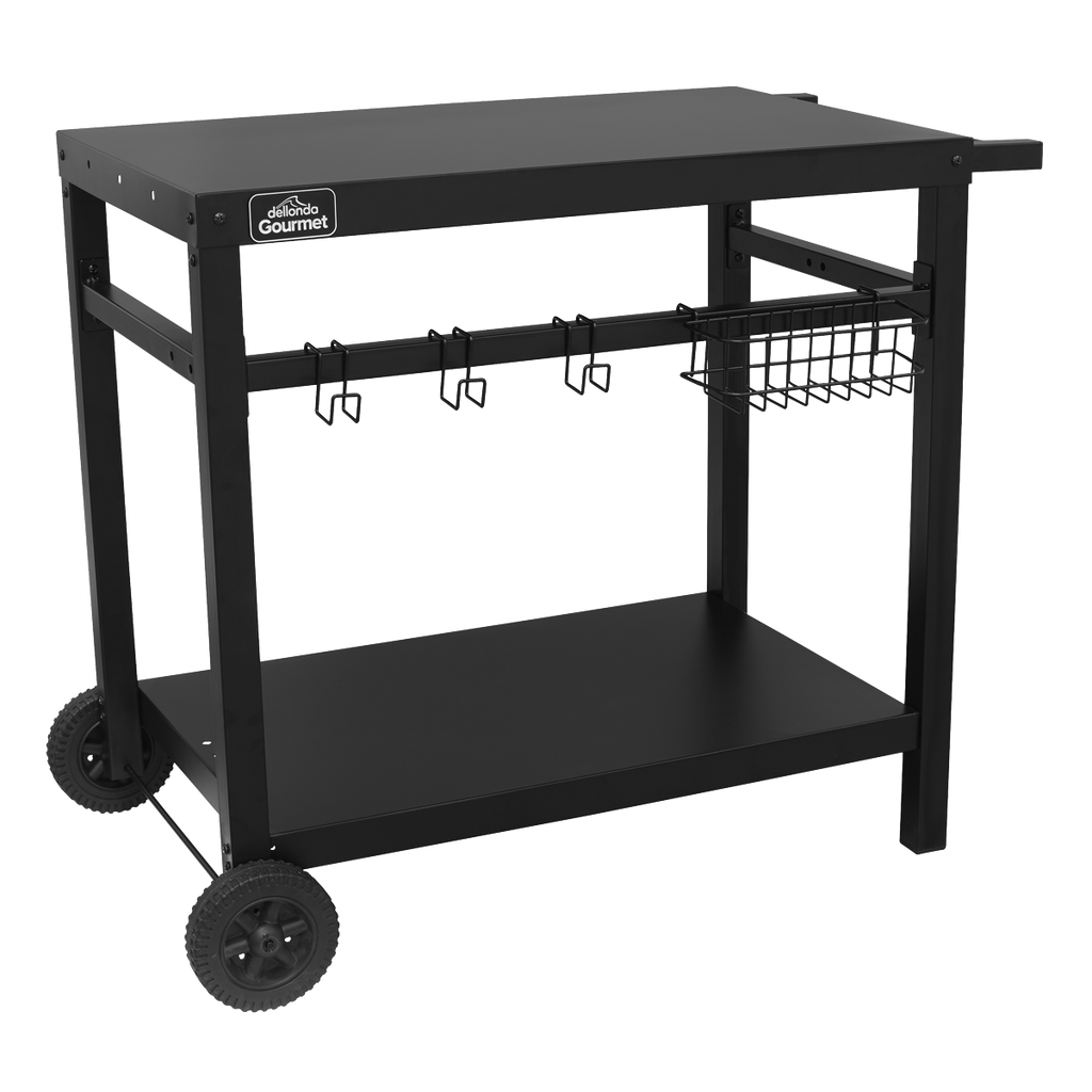 Dellonda BBQ/Plancha Trolley with Utensil Holder, Black (DG45) (Factory Refurbished A)