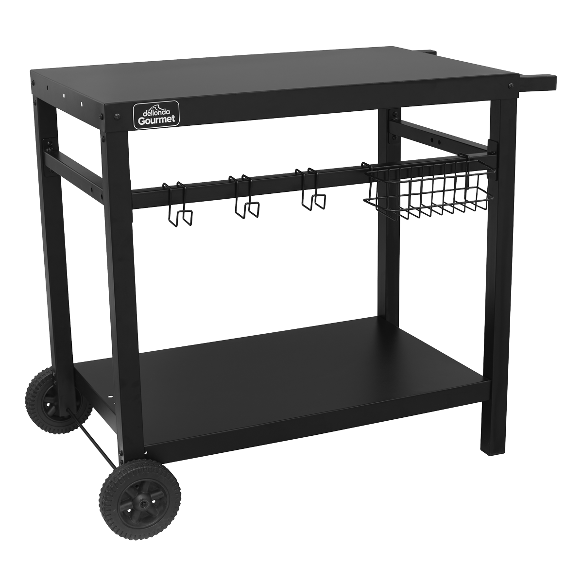 Dellonda Plancha Trolley with Utensil Holder - Black