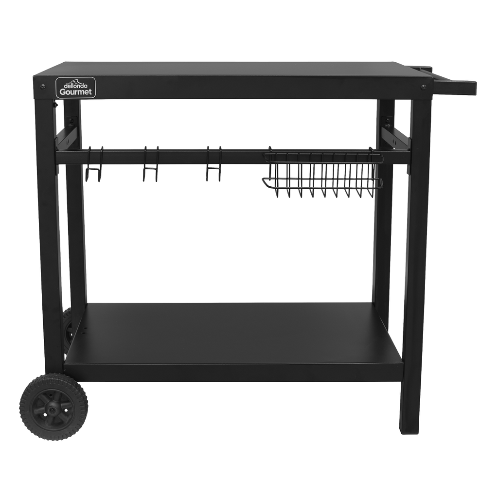 Dellonda BBQ/Plancha Trolley with Utensil Holder, Black (DG45) (Factory Refurbished A)