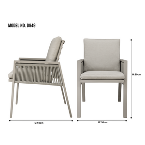 Dellonda Fusion Garden/Patio Dining Chairs with Armrests 6pc - Light Grey