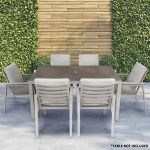 Dellonda Fusion Garden/Patio Dining Chairs with Armrests 6pc - Light Grey