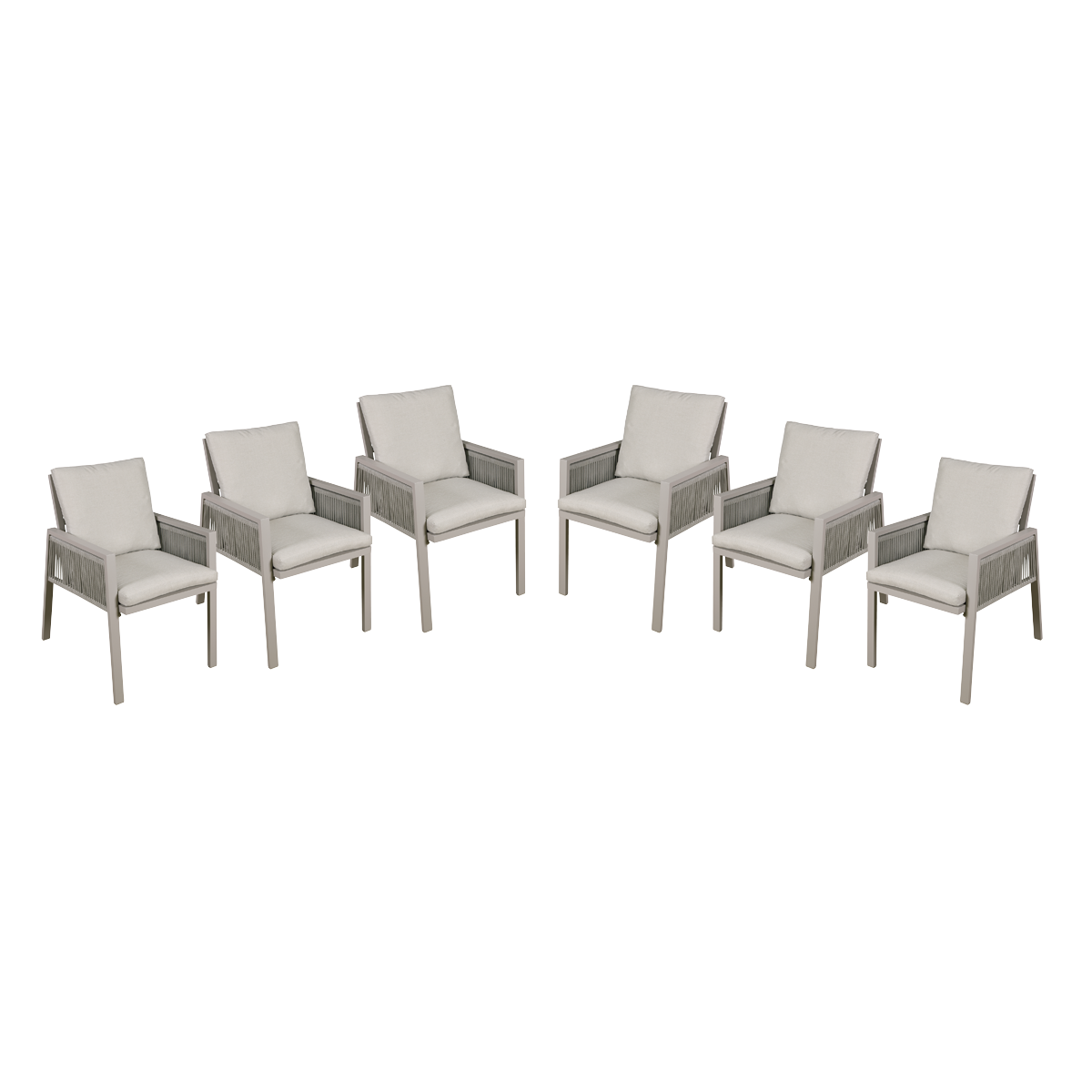 Dellonda Fusion Garden/Patio Dining Chairs with Armrests 6pc - Light Grey