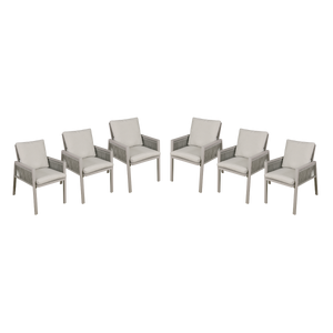 Dellonda Fusion Garden/Patio Dining Chairs with Armrests 6pc - Light Grey