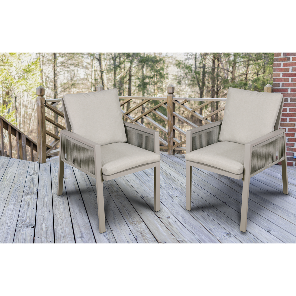 Dellonda Fusion Garden/Patio Dining Chairs with Armrests - Light Grey