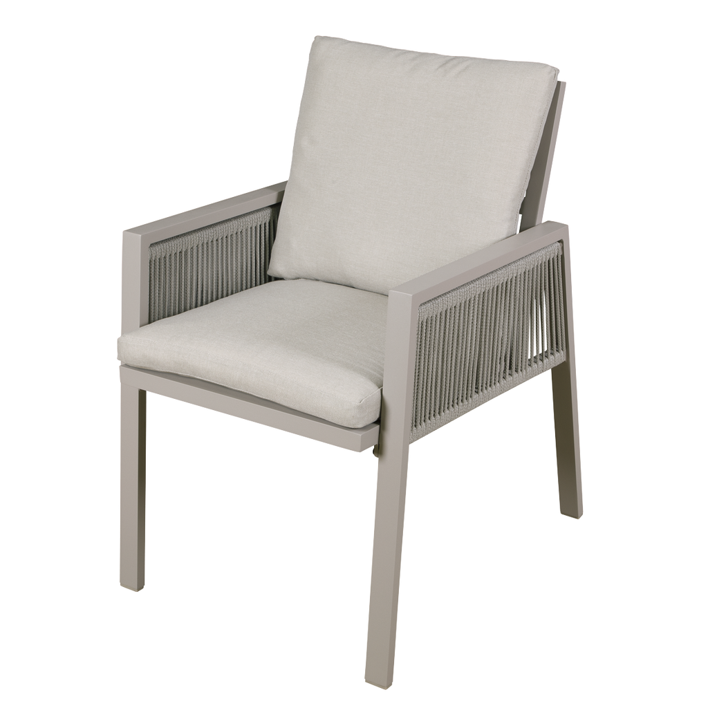 Dellonda Fusion Garden/Patio Dining Chair with Armrest - Light Grey