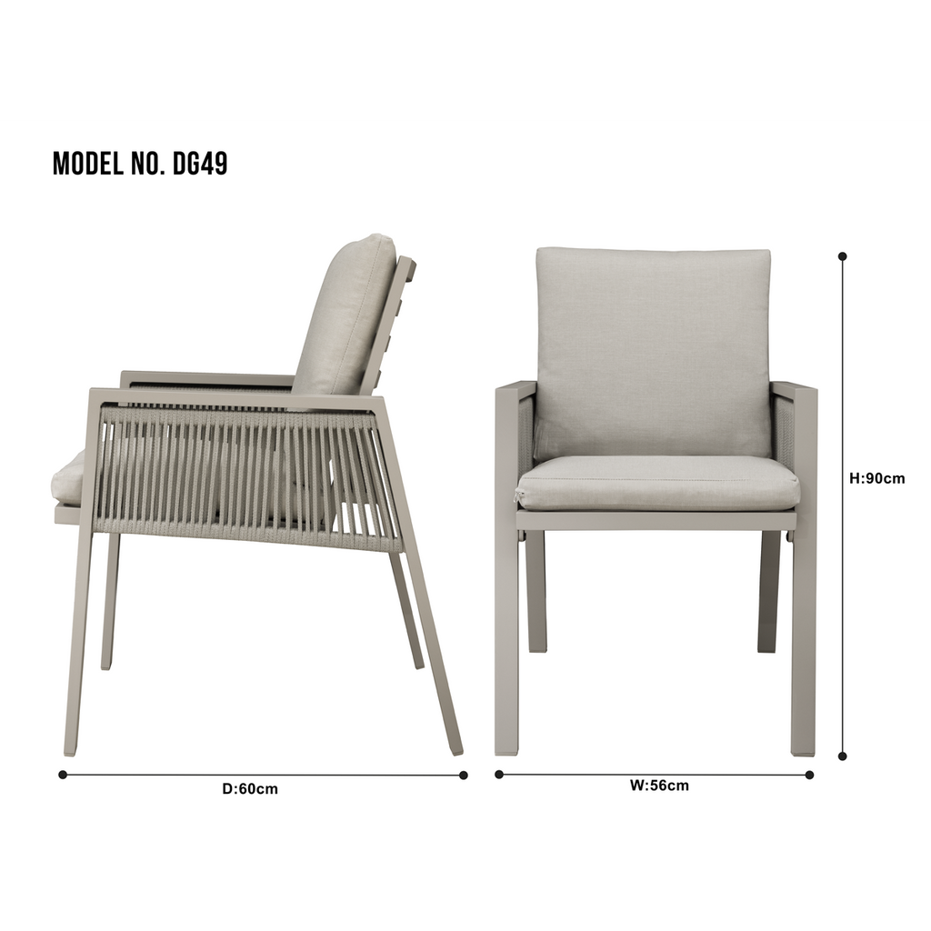 Dellonda Fusion Garden/Patio Dining Chairs with Armrests 4pc - Light Grey