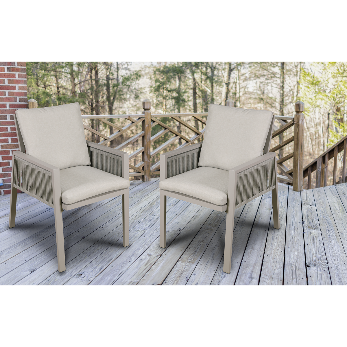 Dellonda Fusion Garden/Patio Dining Chairs with Armrests 4pc - Light Grey