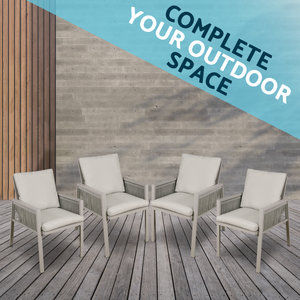 Dellonda Fusion Garden/Patio Dining Chairs with Armrests 4pc - Light Grey