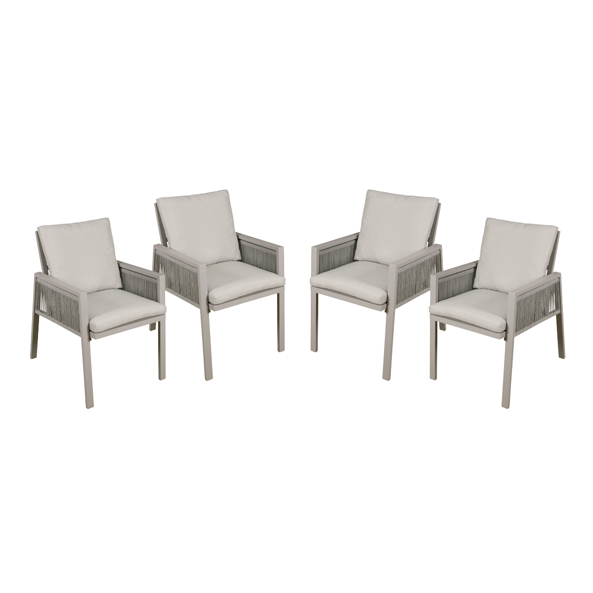 Dellonda Fusion Garden/Patio Dining Chairs with Armrests 4pc - Light Grey