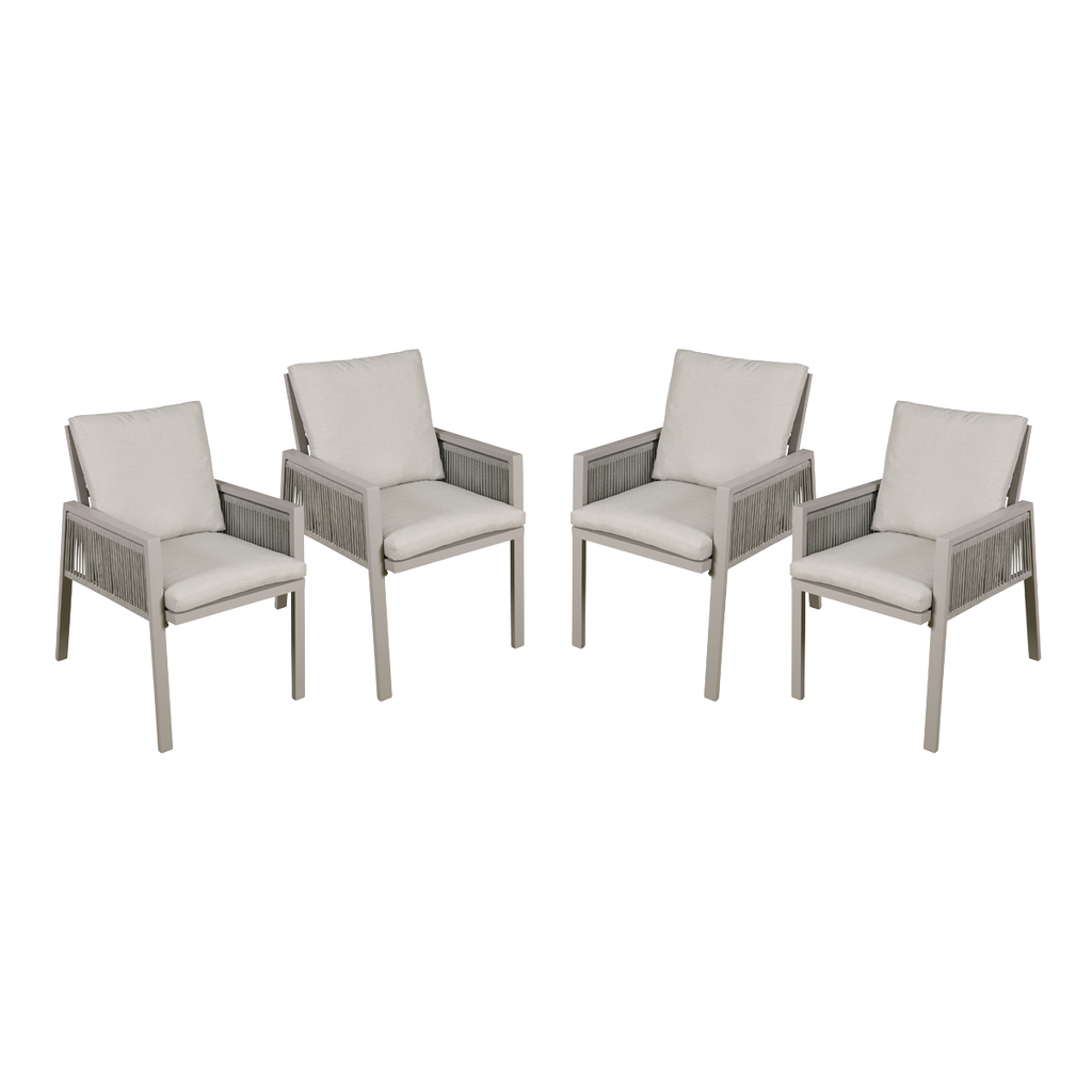 Dellonda Fusion Garden/Patio Dining Chairs with Armrests 4pc - Light Grey