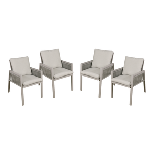 Dellonda Fusion Garden/Patio Dining Chairs with Armrests 4pc - Light Grey