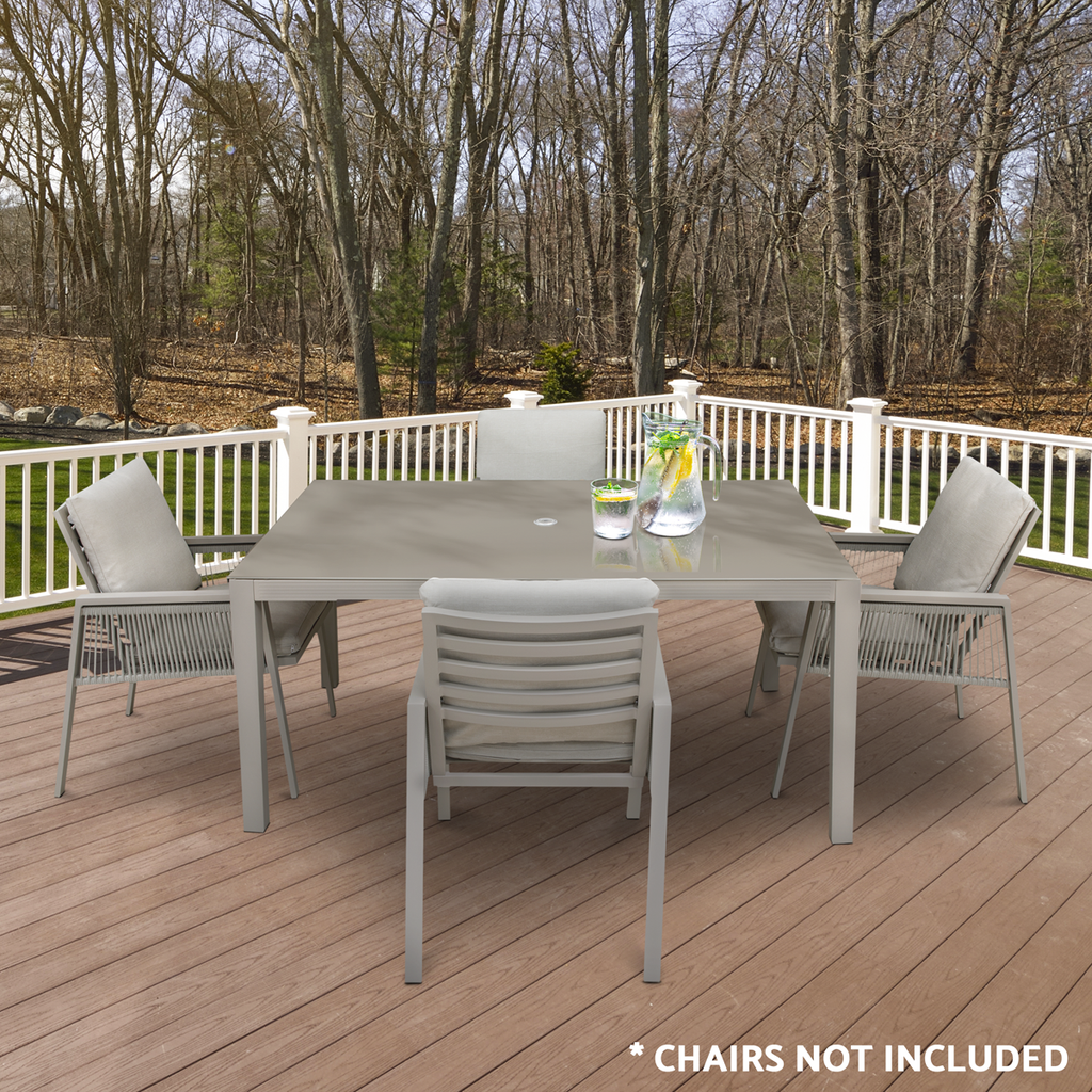 Dellonda Fusion Outdoor Dining Table with Tempered Glass, Light Grey (DG51)