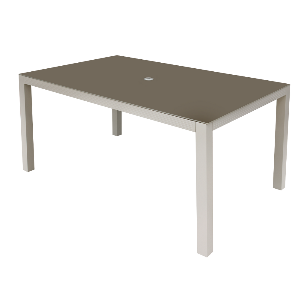 Dellonda Fusion Outdoor Dining Table with Tempered Glass, Light Grey (DG51)