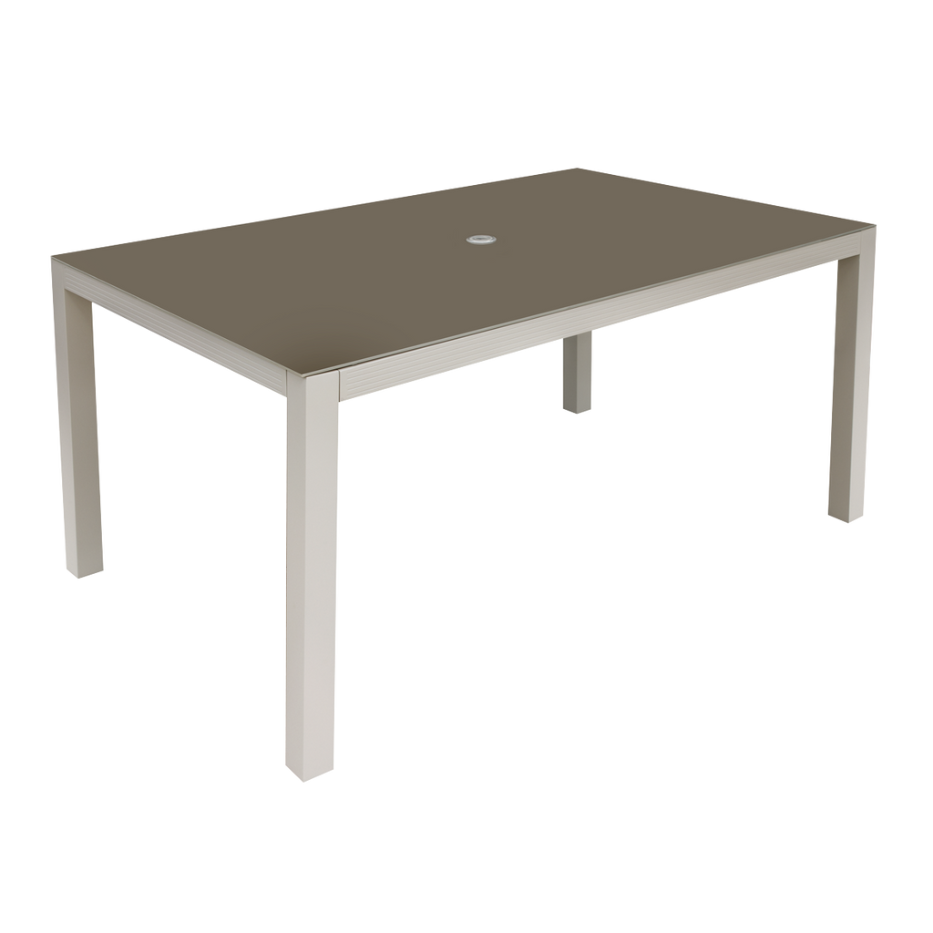 Dellonda Fusion Outdoor Dining Table with Tempered Glass, Light Grey (DG51)