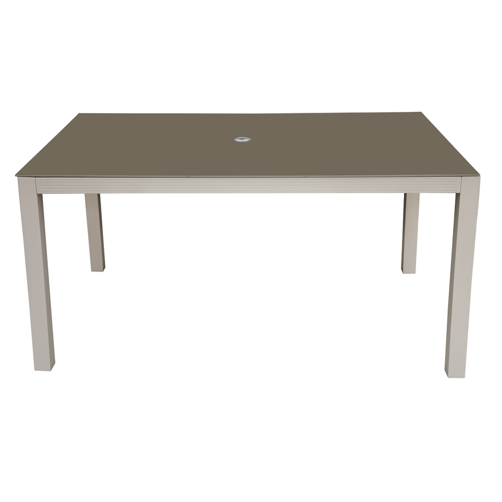 Dellonda Fusion Outdoor Dining Table with Tempered Glass, Light Grey (DG51)