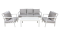 Dellonda DG52 Kyoto Aluminium 4 Piece Outdoor Garden Patio Corner Sofa & Coffee Table Set, White