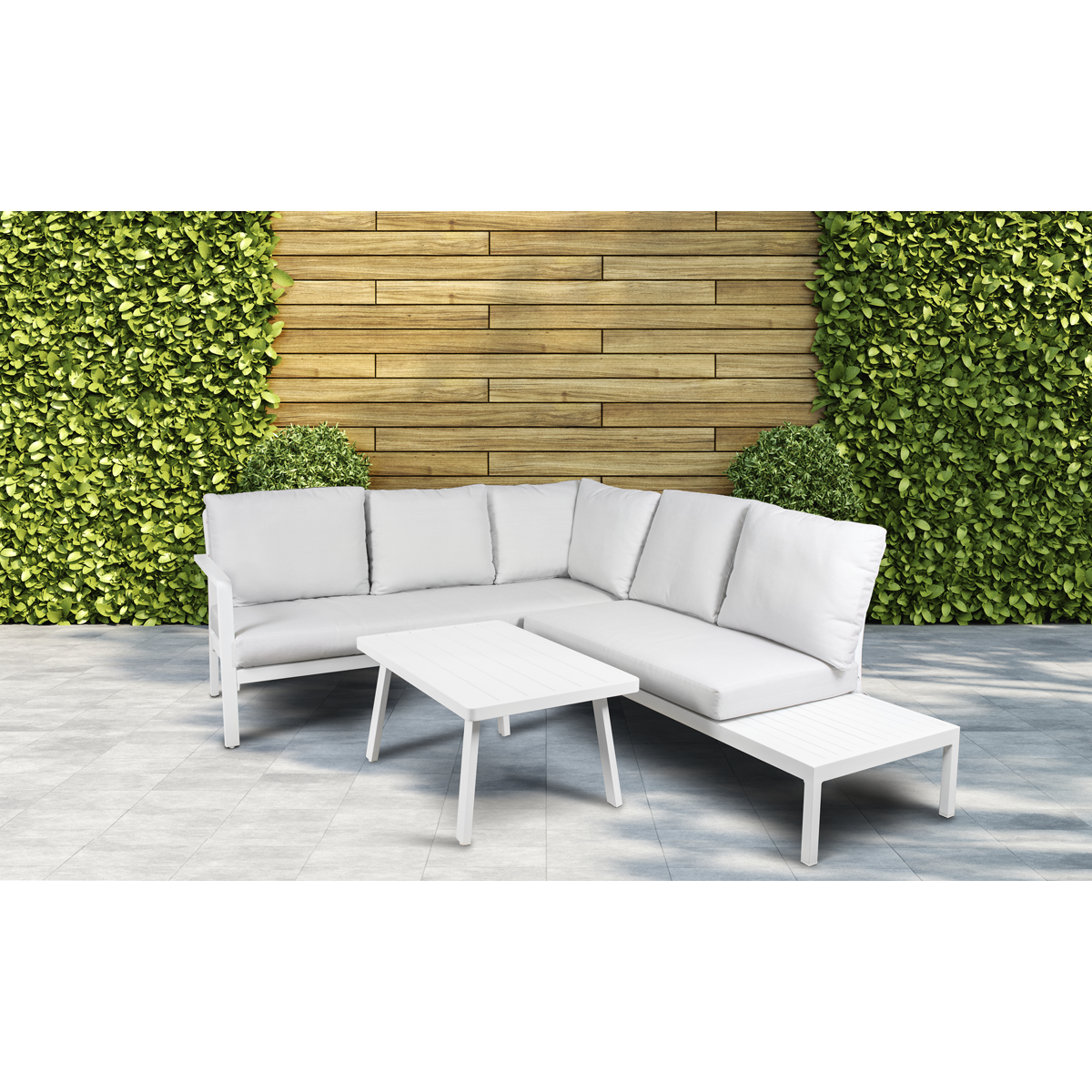 Dellonda Kyoto Aluminium Outdoor Corner Sofa & Coffee Table Set 3pc