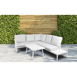 Dellonda Kyoto Aluminium Outdoor Corner Sofa & Coffee Table Set 3pc