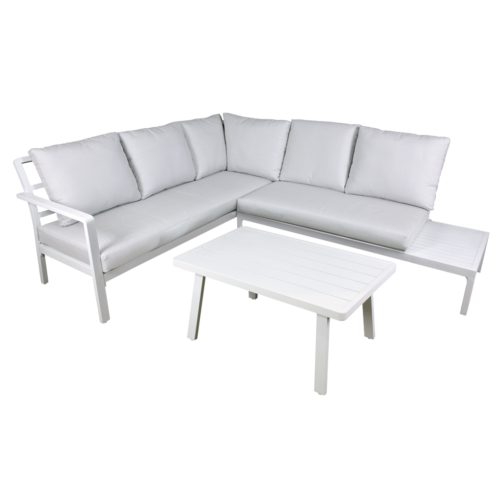 Dellonda Kyoto Aluminium Outdoor Corner Sofa & Coffee Table Set 3pc