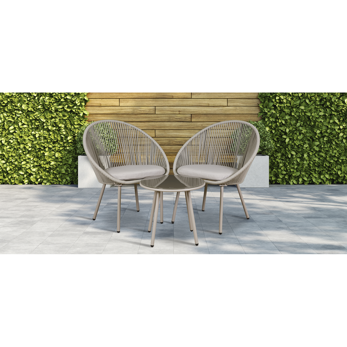 Dellonda Como 3-Piece Steel Bistro Set with Tempered Glass, Grey (DG55)