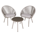 Dellonda Como 3-Piece Steel Bistro Set with Tempered Glass, Grey (DG55)