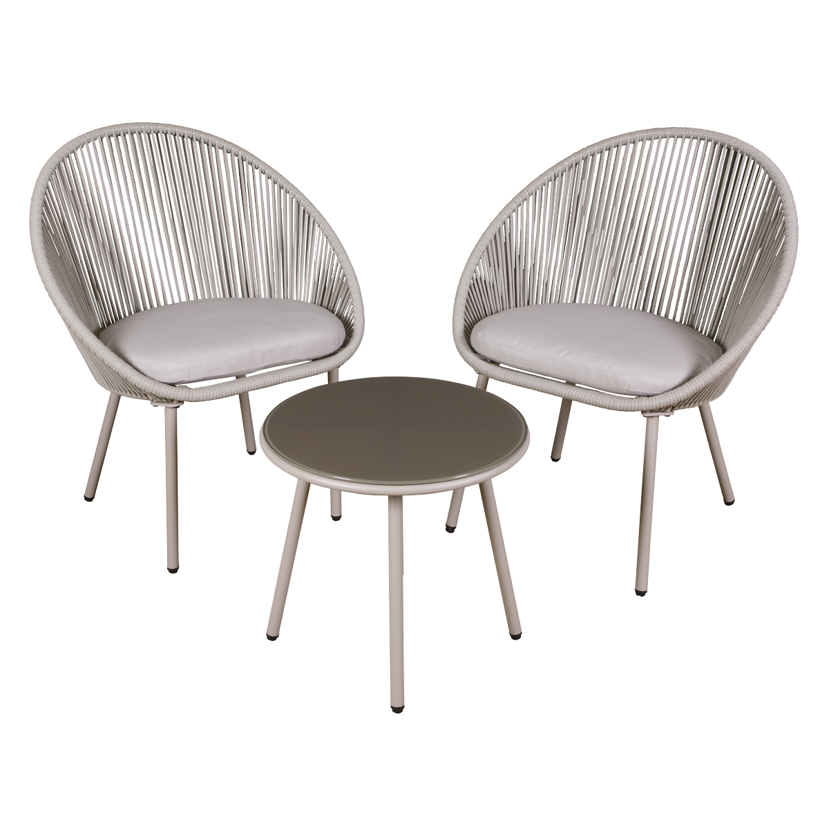 Dellonda Como Steel Bistro Set with Tempered Glass Tabletop 3pc