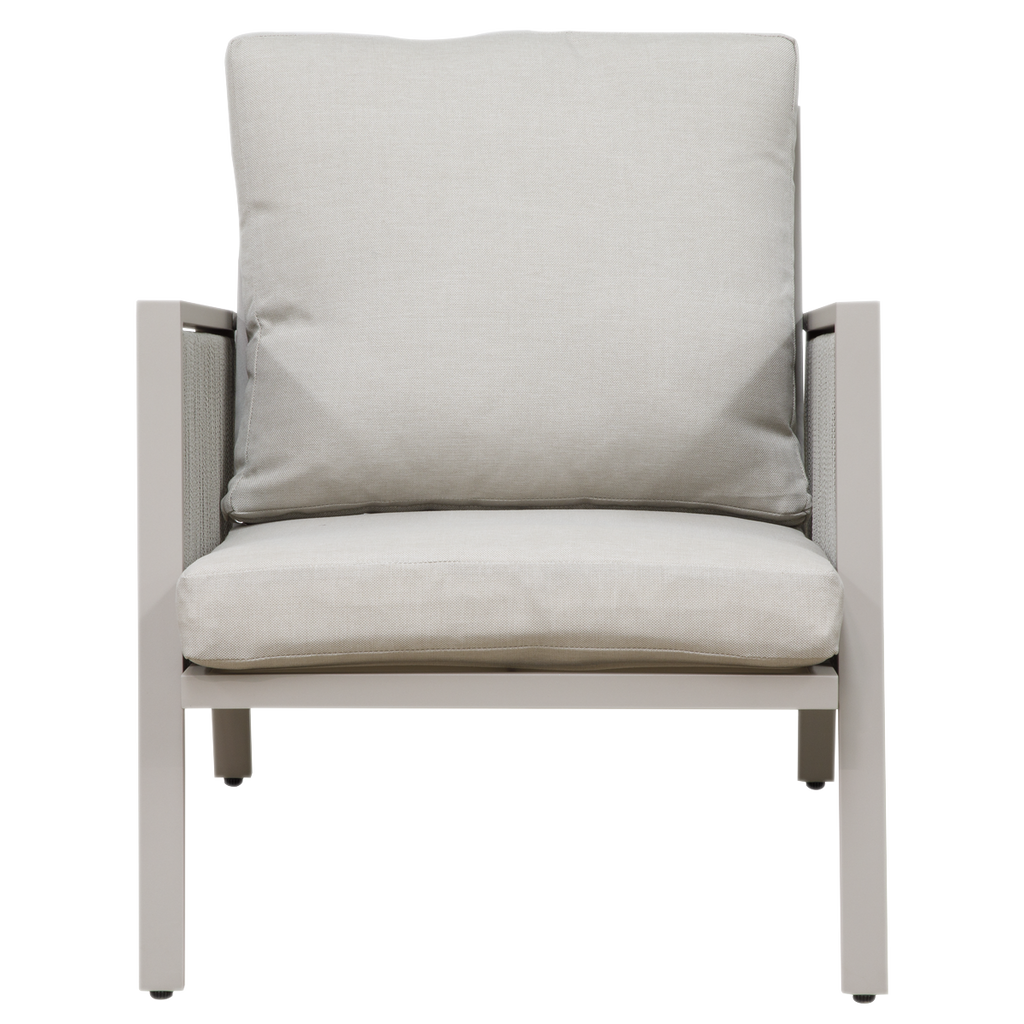 Dellonda DG56 Fusion Aluminium 4 Piece Outdoor Garden Patio Corner Sofa & Coffee Table Set, Light Grey
