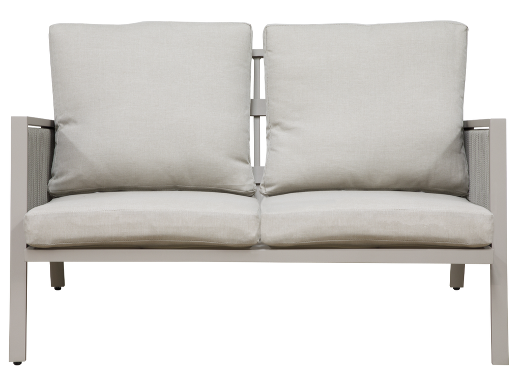 Dellonda DG56 Fusion Aluminium 4 Piece Outdoor Garden Patio Corner Sofa & Coffee Table Set, Light Grey