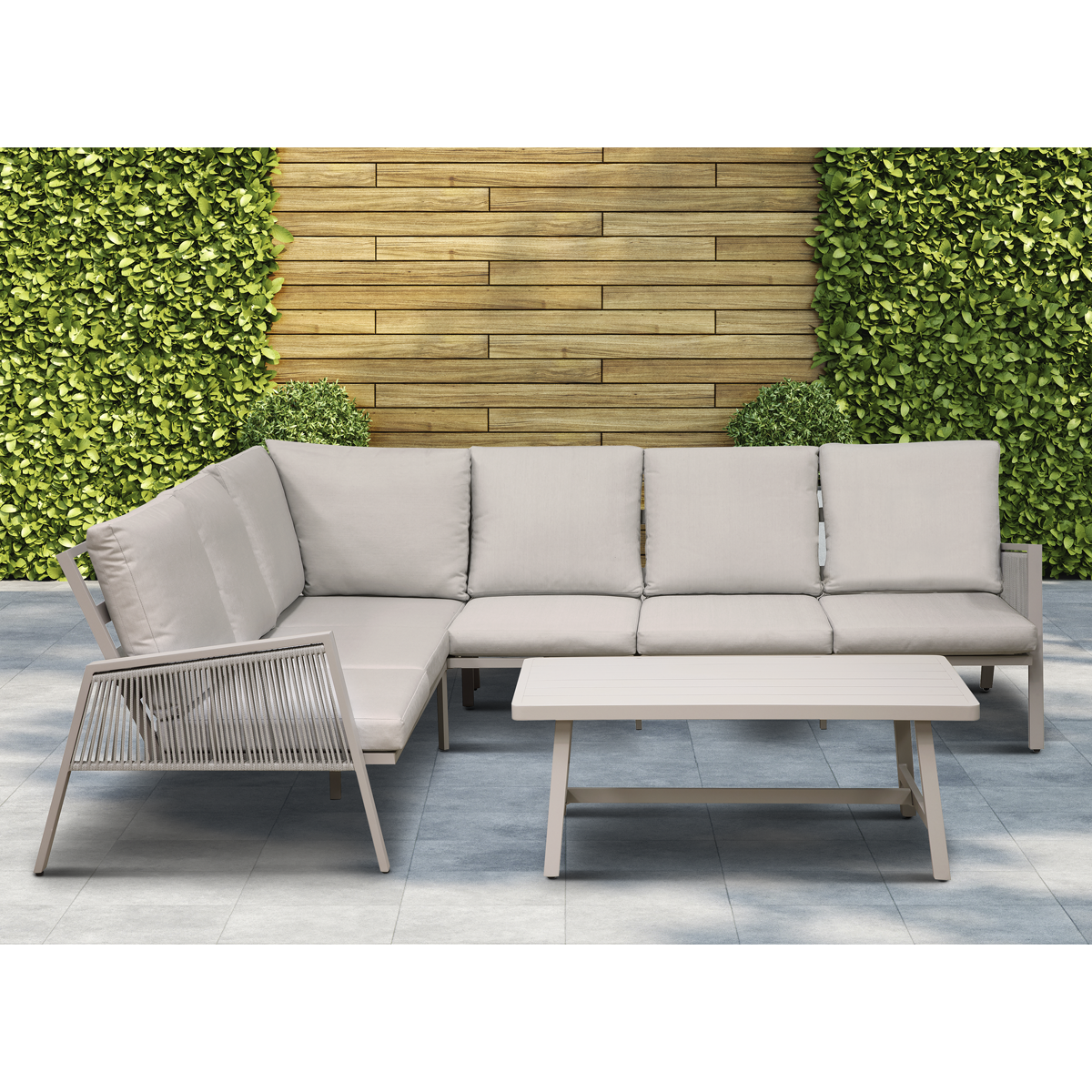Dellonda Fusion Aluminium Outdoor Corner Sofa & Coffee Table Set 4pc