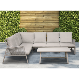 Dellonda Fusion Aluminium Outdoor Corner Sofa & Coffee Table Set 4pc