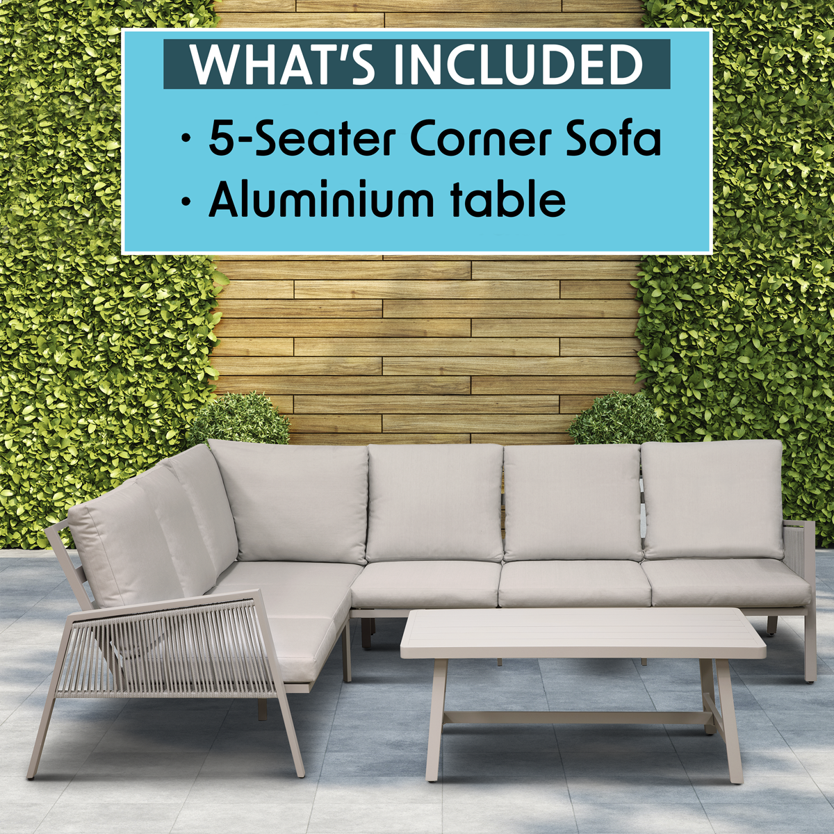 Dellonda Fusion Aluminium Outdoor Corner Sofa & Coffee Table Set 4pc