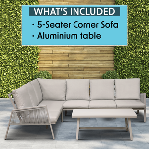Dellonda Fusion Aluminium Outdoor Corner Sofa & Coffee Table Set 4pc