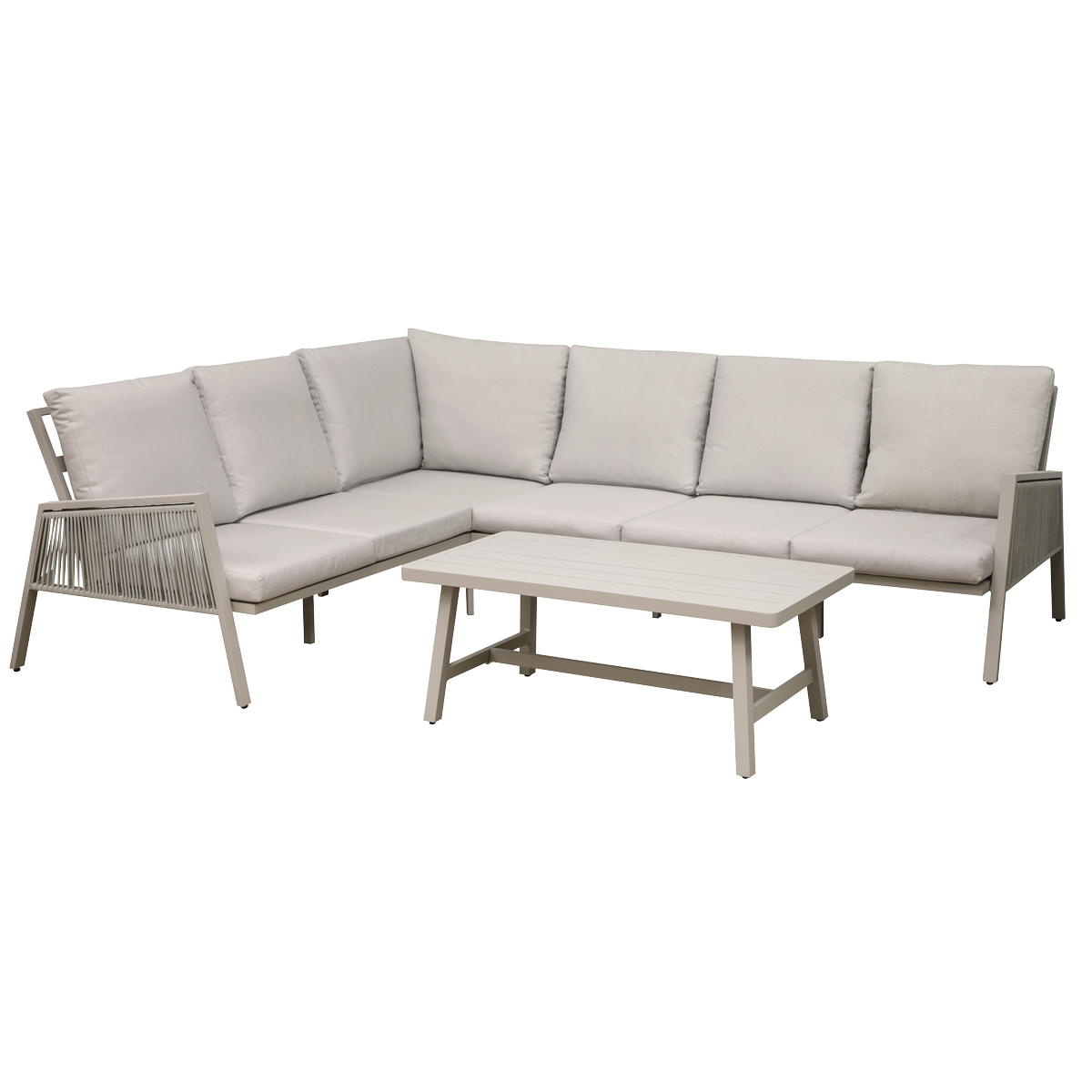 Dellonda Fusion Aluminium Outdoor Corner Sofa & Coffee Table Set 4pc