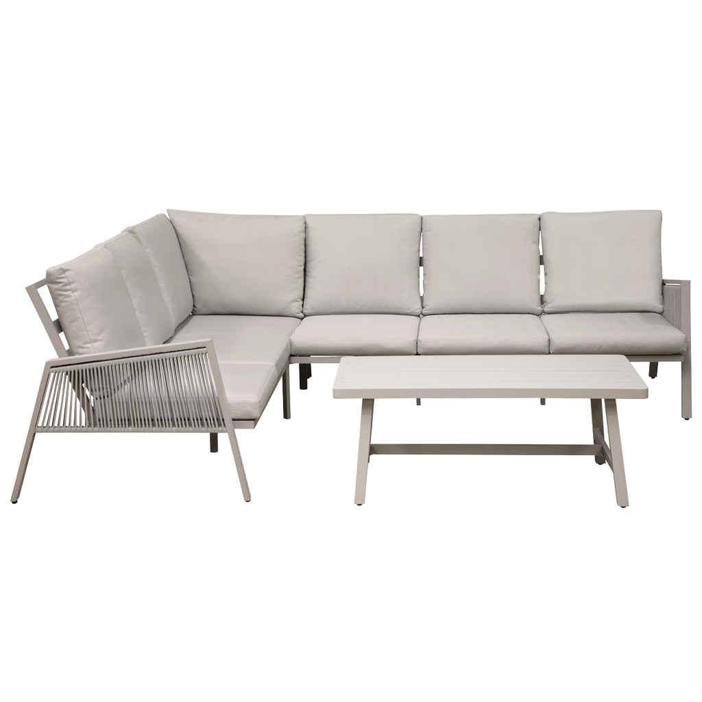 Dellonda Fusion Aluminium Outdoor Corner Sofa & Coffee Table Set 4pc