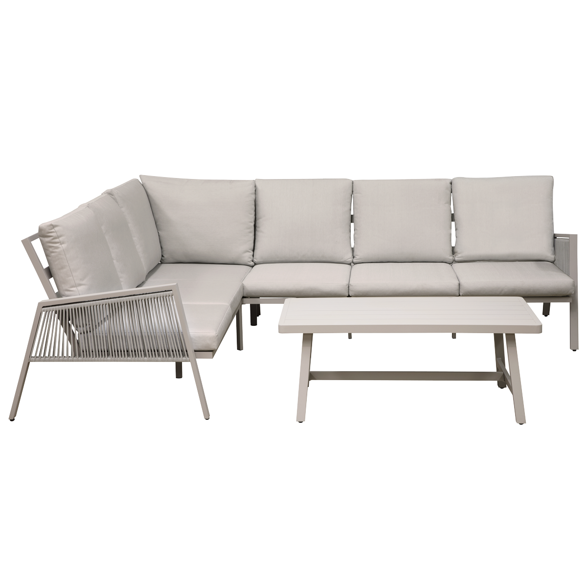 Dellonda Fusion Aluminium Outdoor Corner Sofa & Coffee Table Set 4pc