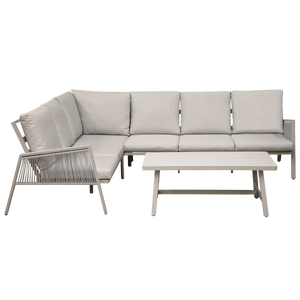 Dellonda Fusion Aluminium Outdoor Corner Sofa & Coffee Table Set 4pc