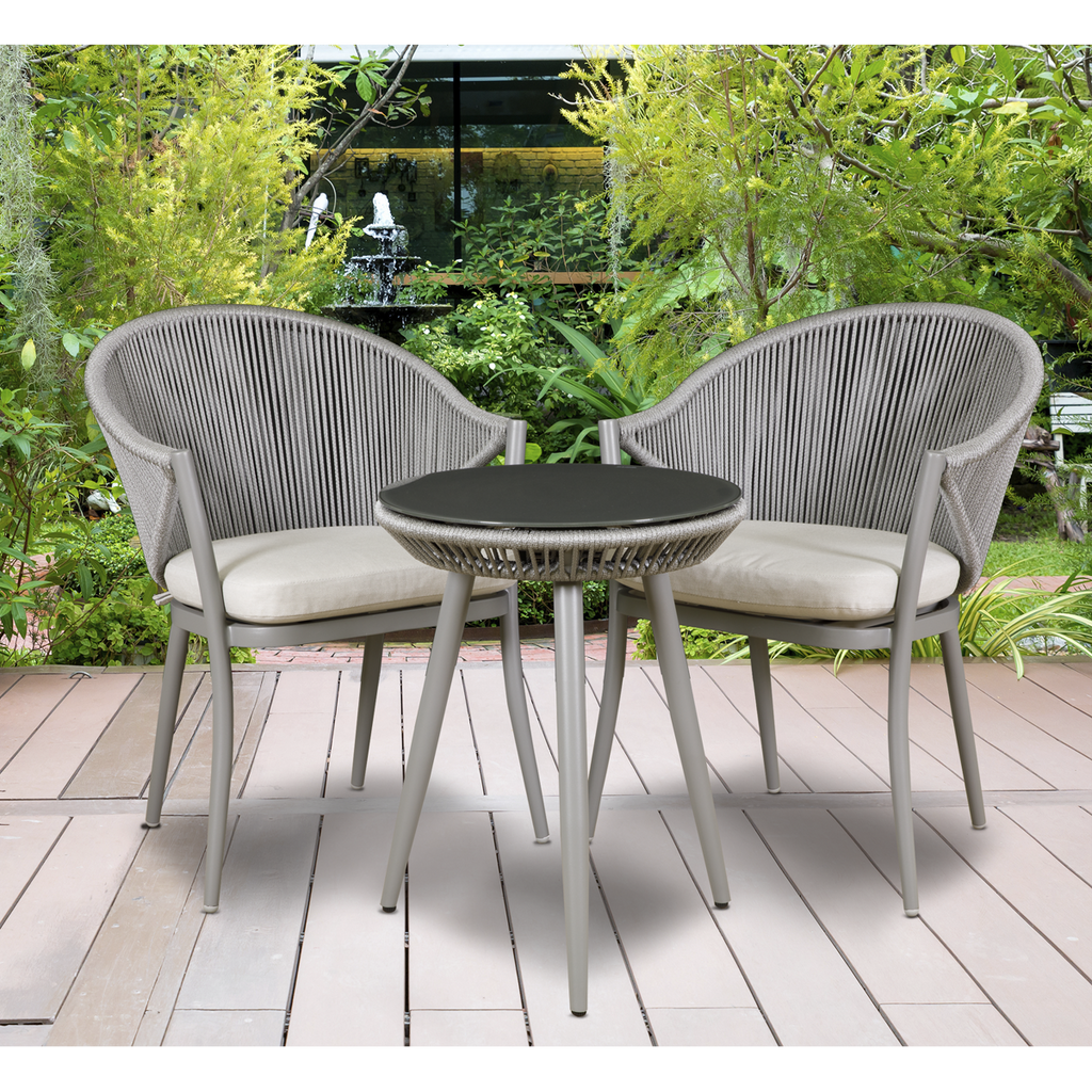 Dellonda Echo 3-Piece Aluminium Balcony Set with Tempered Glass, Grey (DG58)