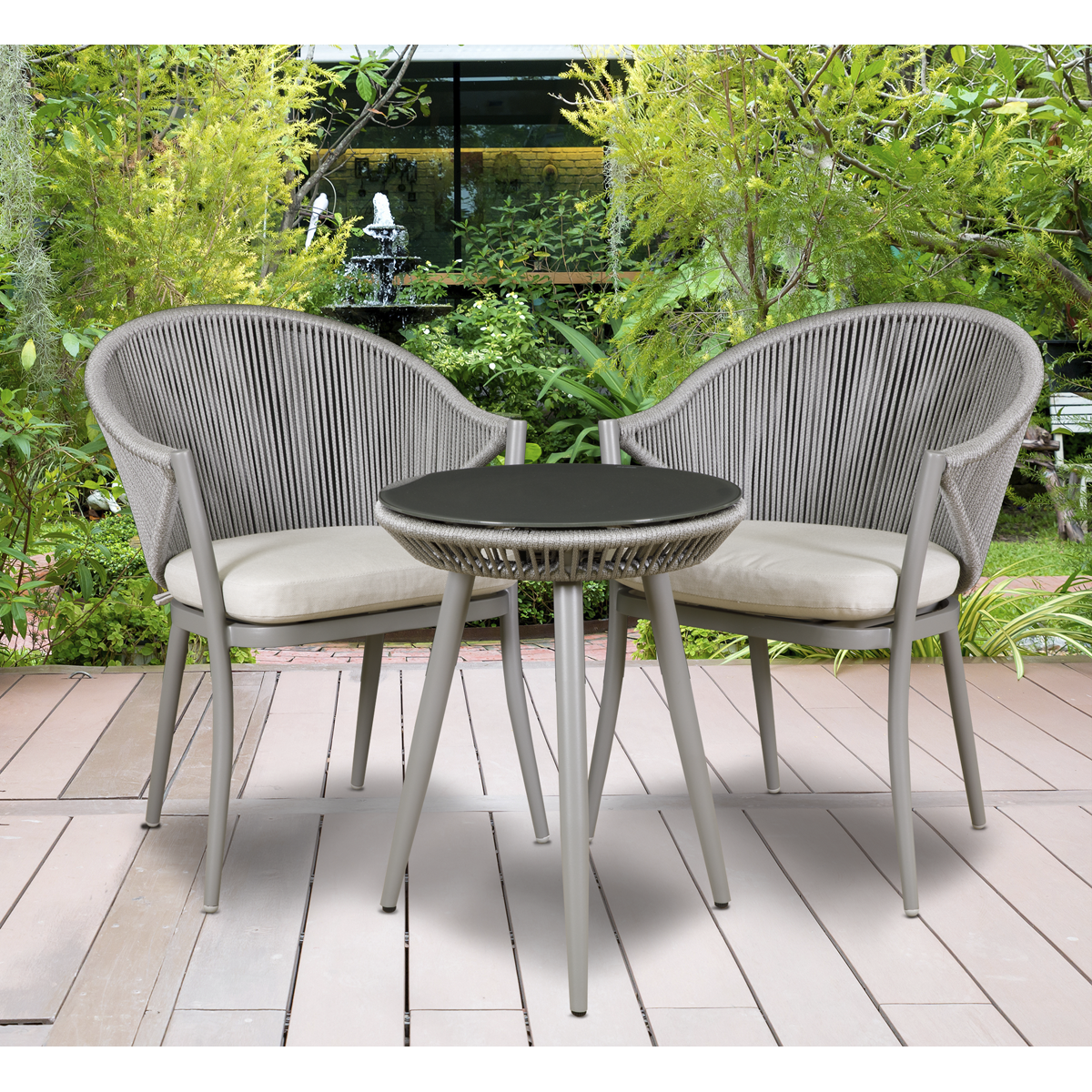 Dellonda Echo 3-Piece Aluminium Balcony Set with Tempered Glass, Grey (DG58)